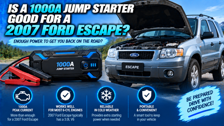 Is a 1000A Jump Starter Good for a 2007 Ford Escape?